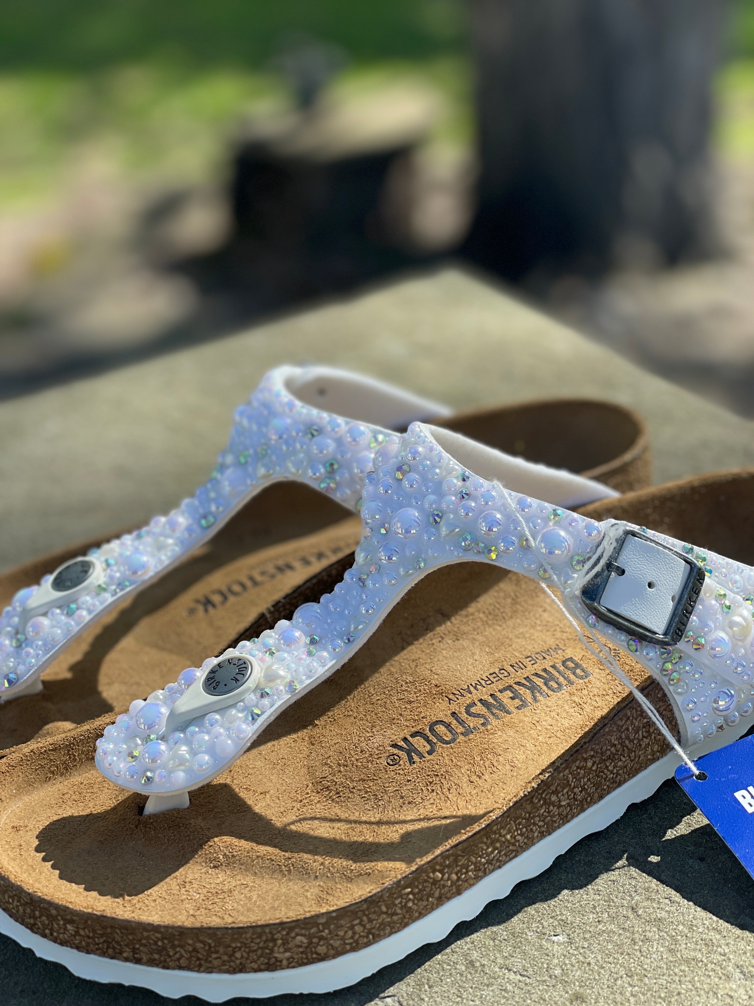 Sparkly birkenstock style online sandals