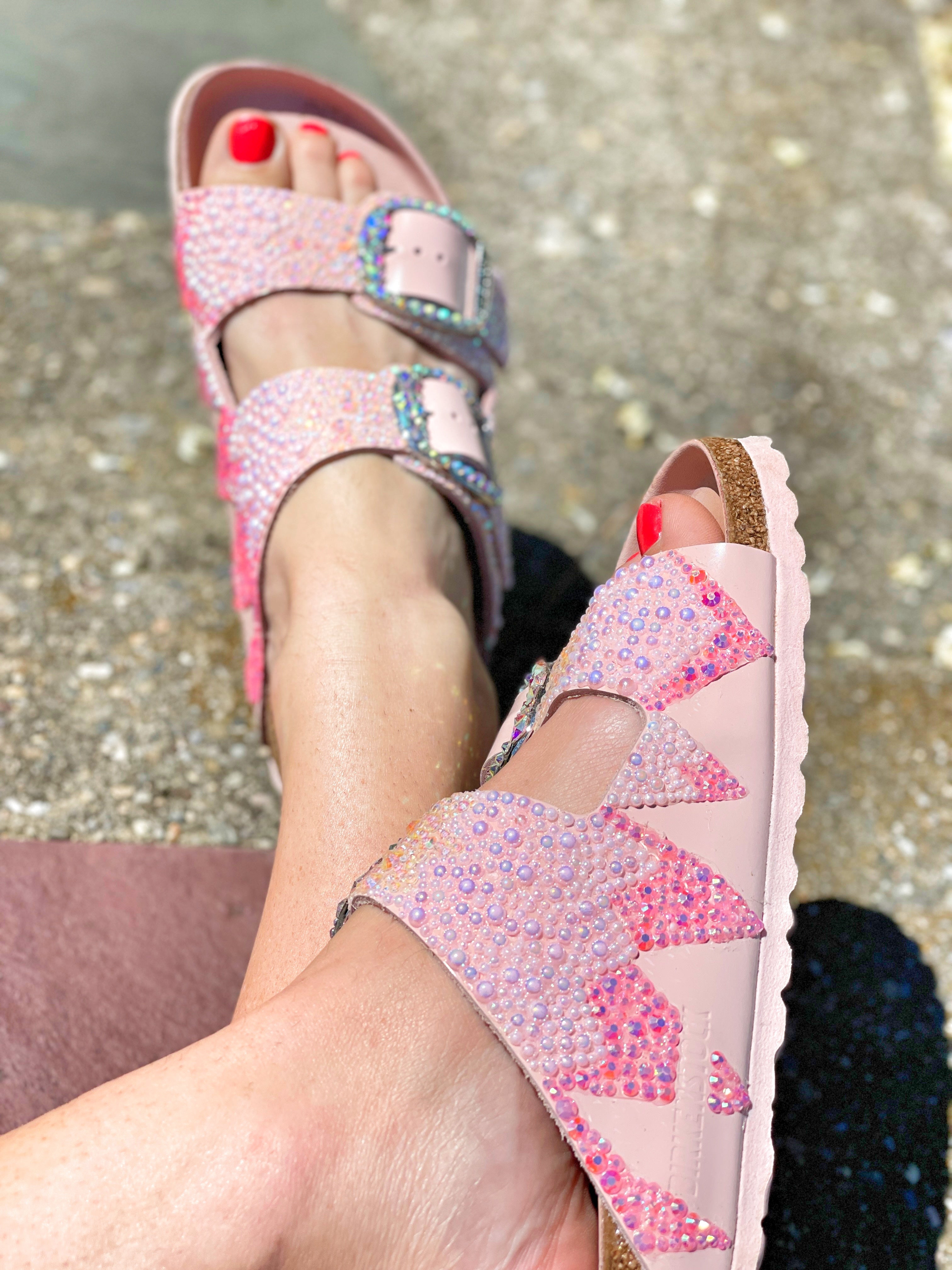 Pink discount sparkly birkenstocks