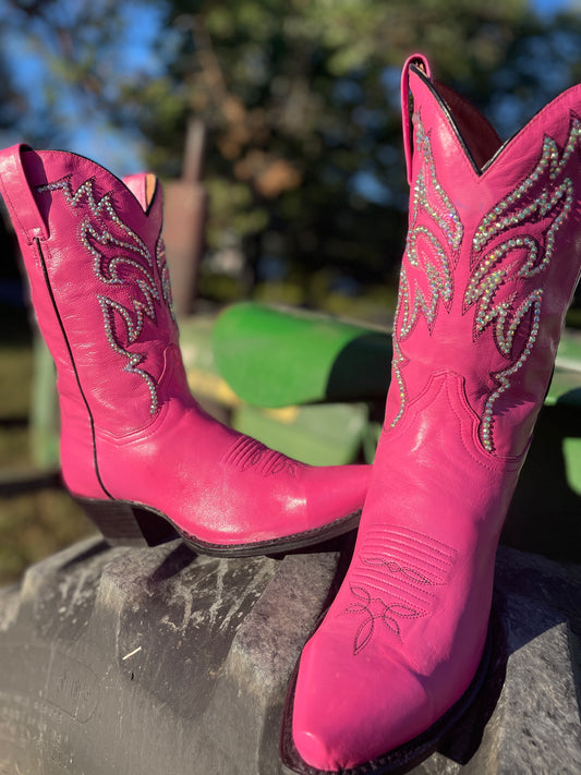 Dan Post Pink Cowboy Boots, Western Boots for Women, Sparkle Cowboy Boots