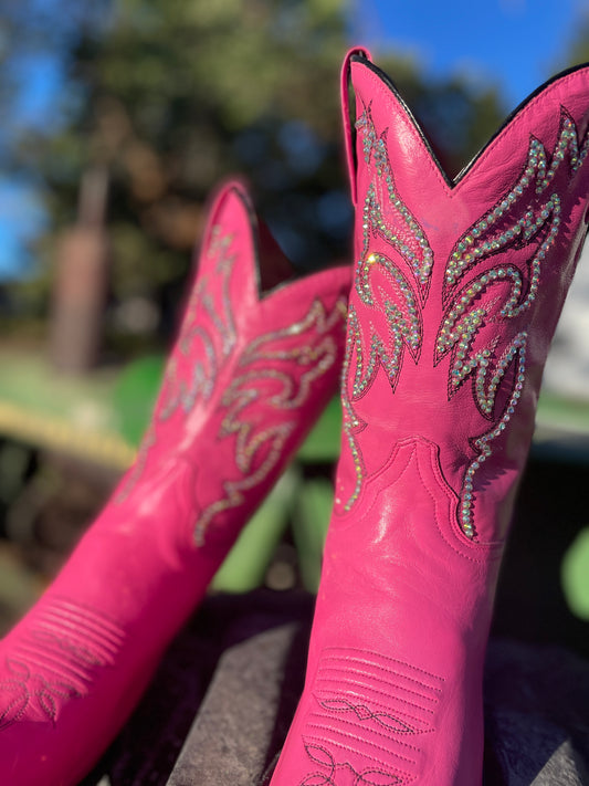 Dan Post Pink Cowboy Boots, Western Boots for Women, Sparkle Cowboy Boots