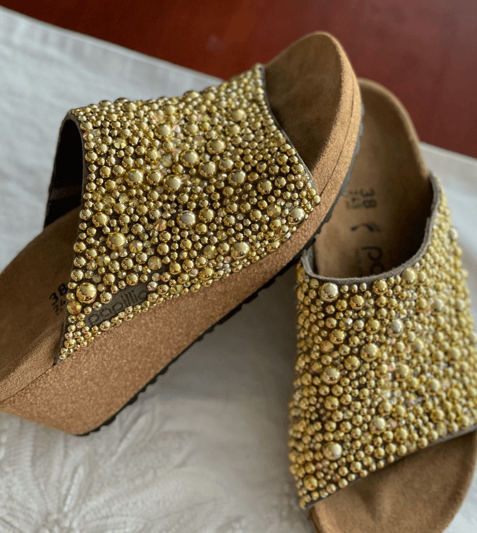 Gold 2025 sparkly birkenstocks
